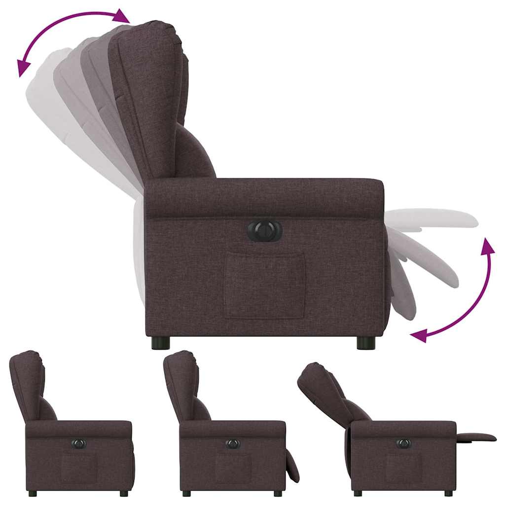 Fauteuil inclinable électrique Marron foncé Tissu