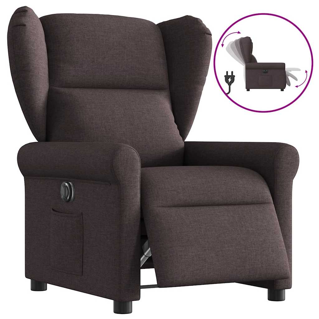 Fauteuil inclinable électrique Marron foncé Tissu