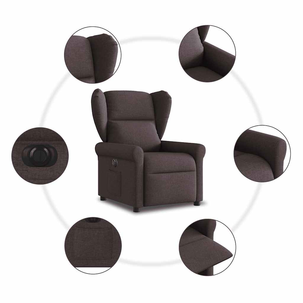 Fauteuil inclinable électrique Marron foncé Tissu