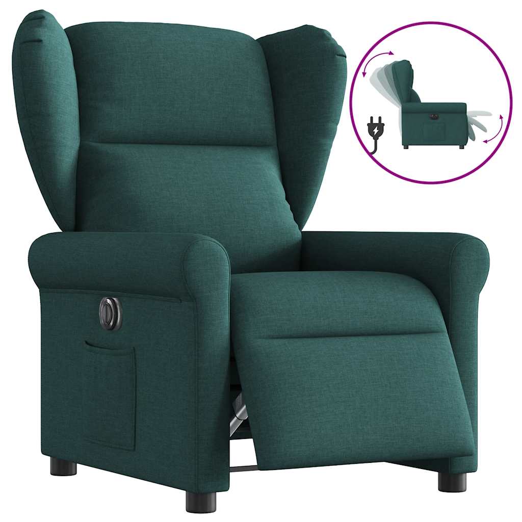 Fauteuil inclinable électrique Vert foncé Tissu