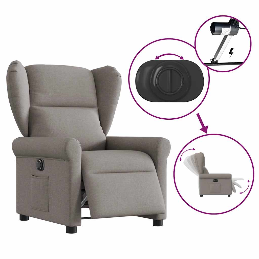 Fauteuil inclinable électrique Taupe Tissu