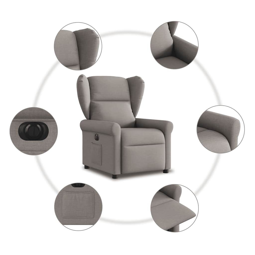 Fauteuil inclinable électrique Taupe Tissu