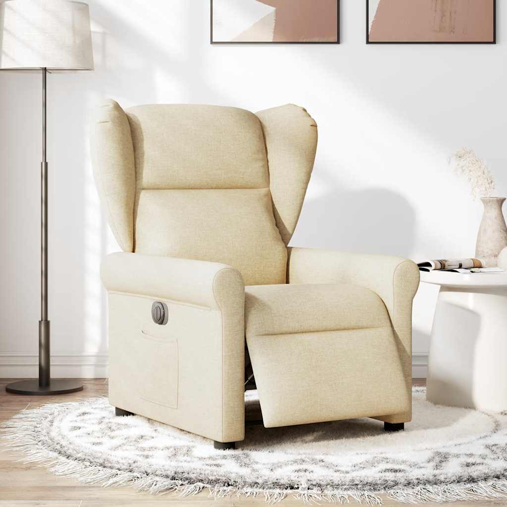 Fauteuil inclinable électrique Crème Tissu