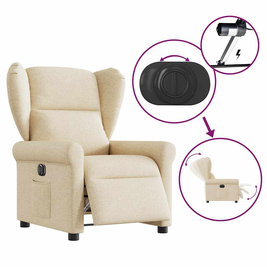 Fauteuil inclinable électrique Crème Tissu