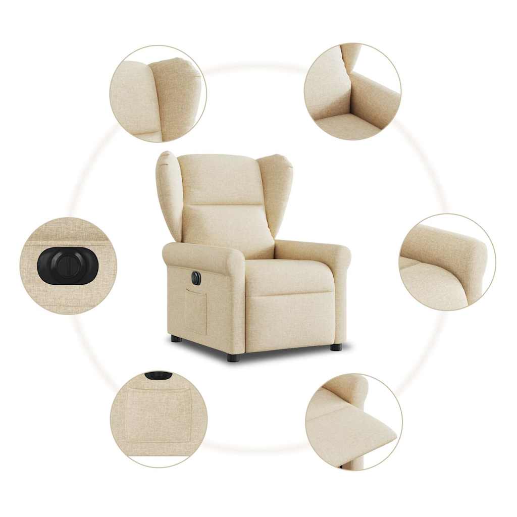 Fauteuil inclinable électrique Crème Tissu