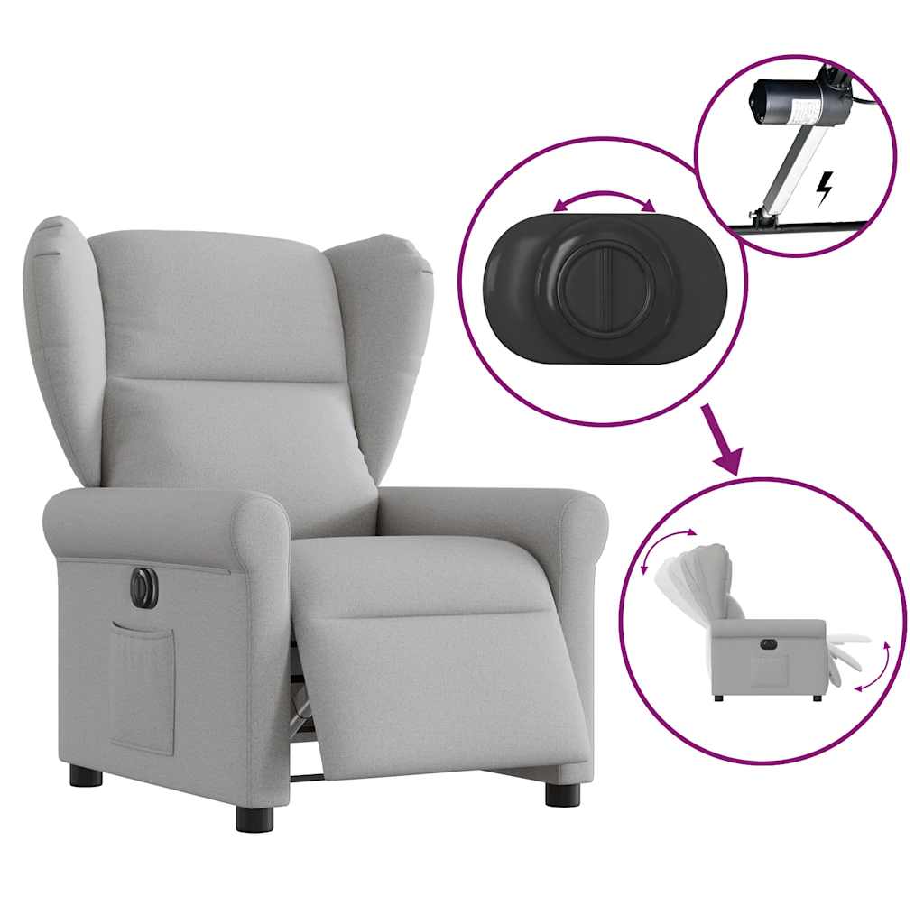 Fauteuil inclinable électrique gris nuage tissu