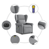 Fauteuil de massage inclinable électrique gris clair tissu