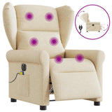 Fauteuil inclinable de massage électrique crème tissu