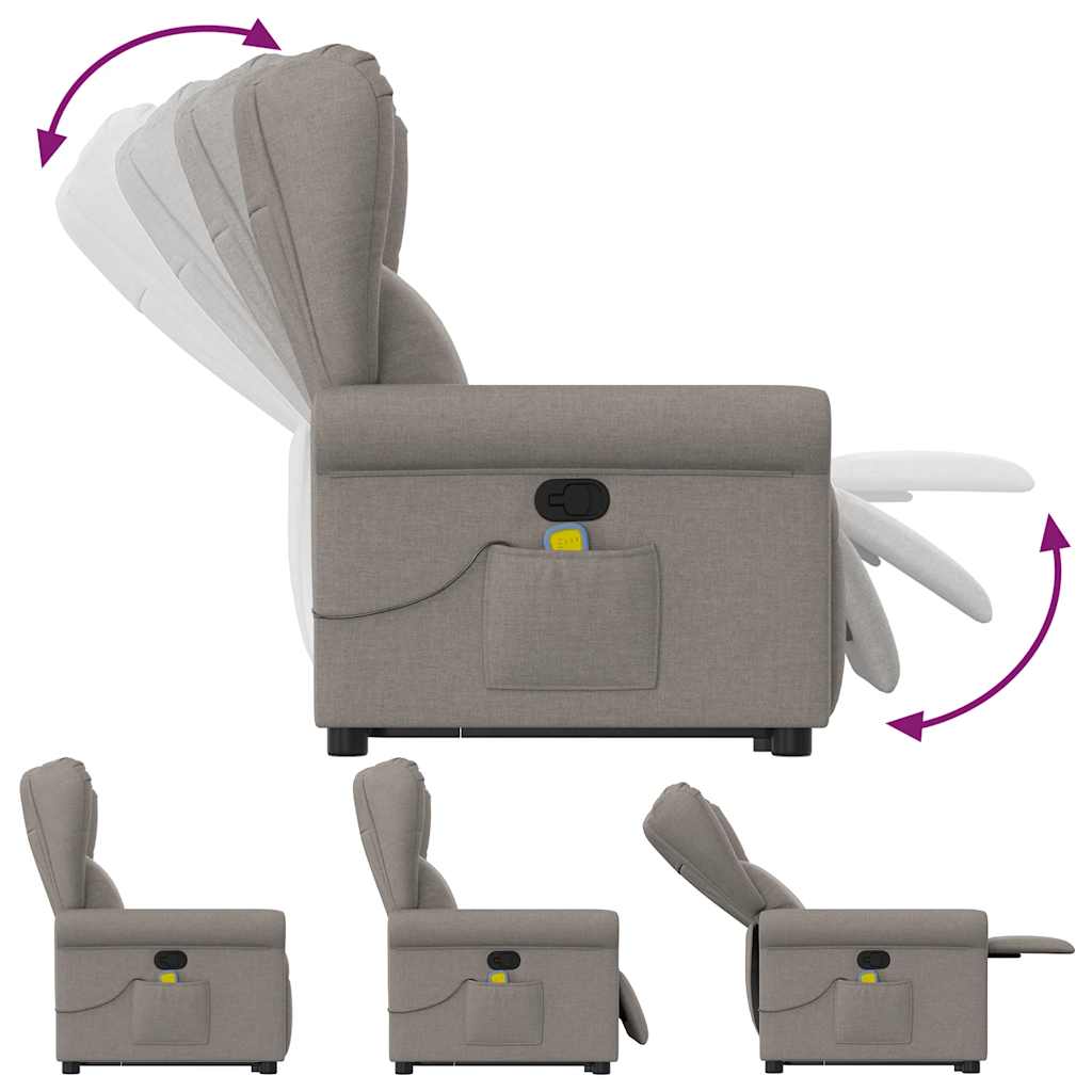Fauteuil inclinable de massage Taupe Tissu