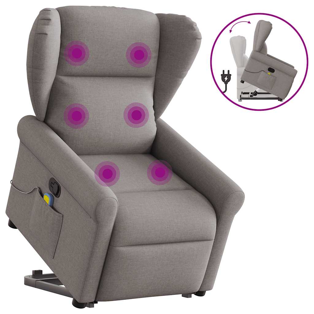 Fauteuil inclinable de massage Taupe Tissu