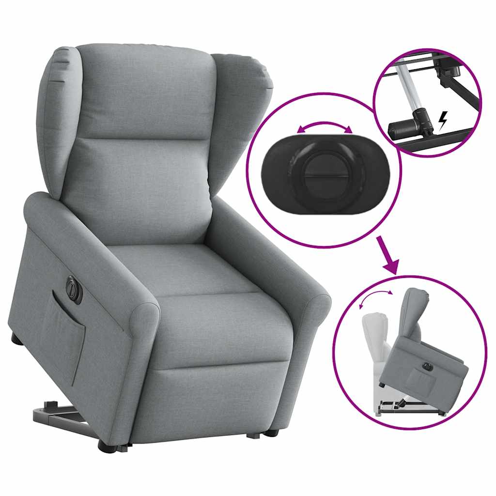 Fauteuil inclinable électrique gris clair tissu