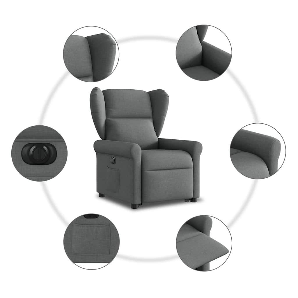 Fauteuil inclinable électrique gris foncé tissu