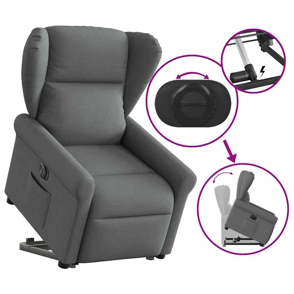 Fauteuil inclinable électrique gris foncé tissu
