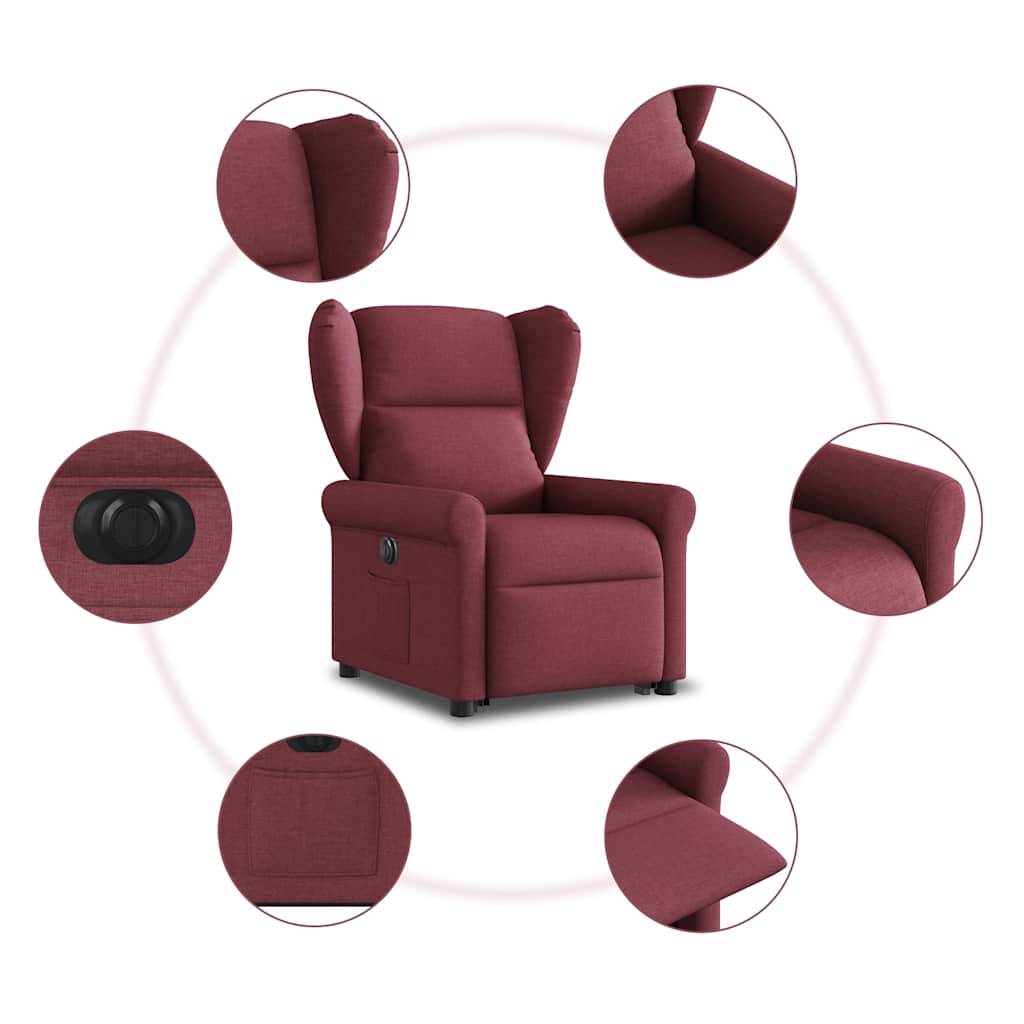 Fauteuil inclinable électrique rouge bordeaux tissu