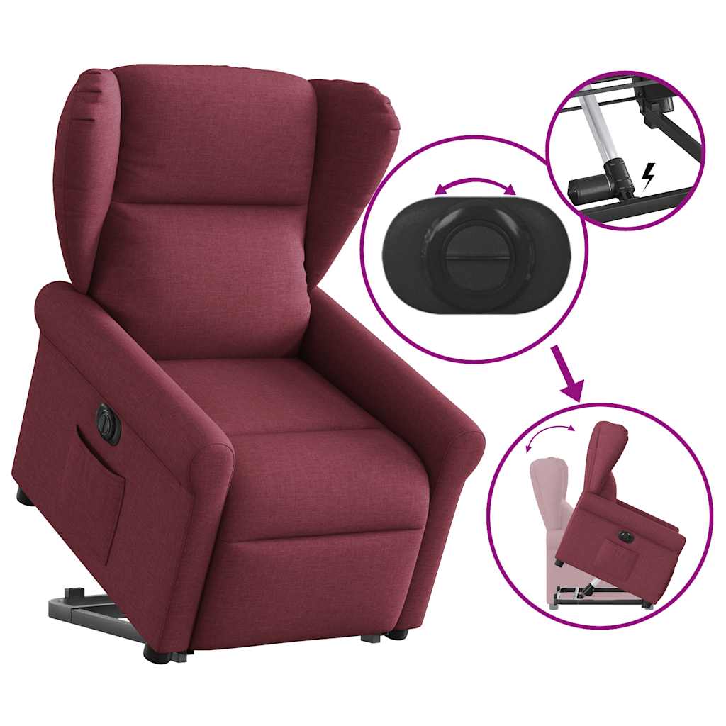Fauteuil inclinable électrique rouge bordeaux tissu