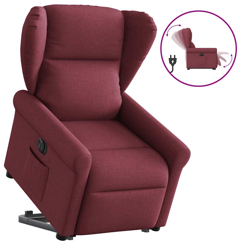Fauteuil inclinable électrique rouge bordeaux tissu