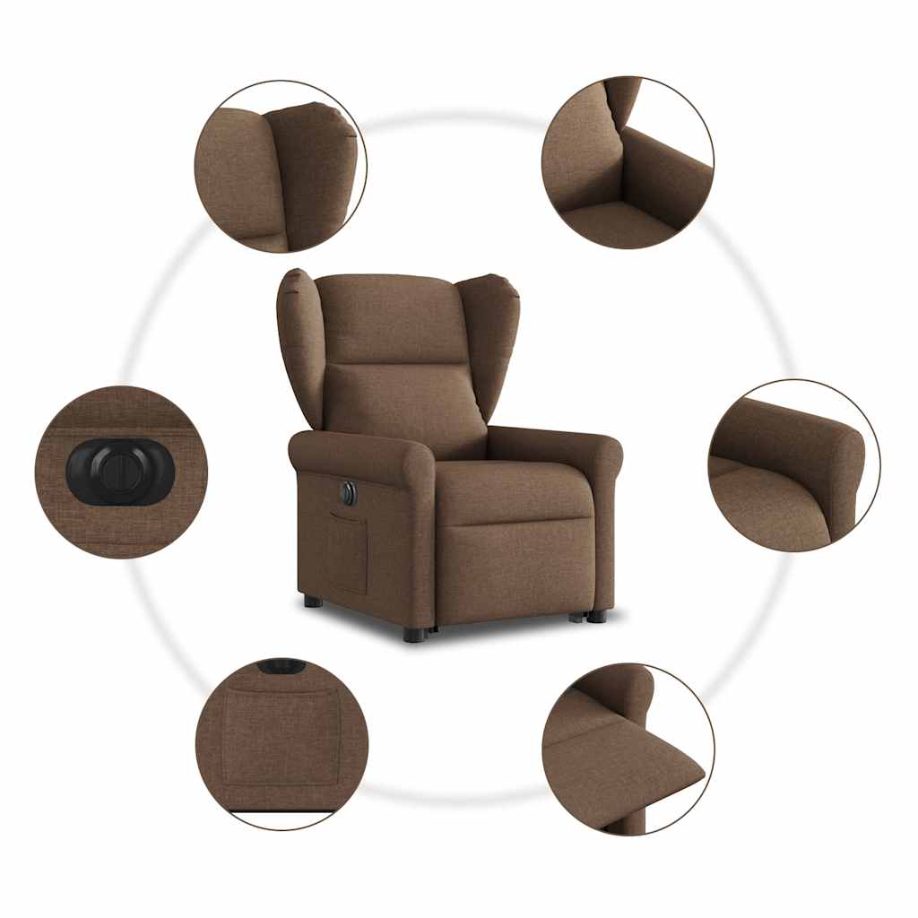 Fauteuil inclinable électrique marron tissu