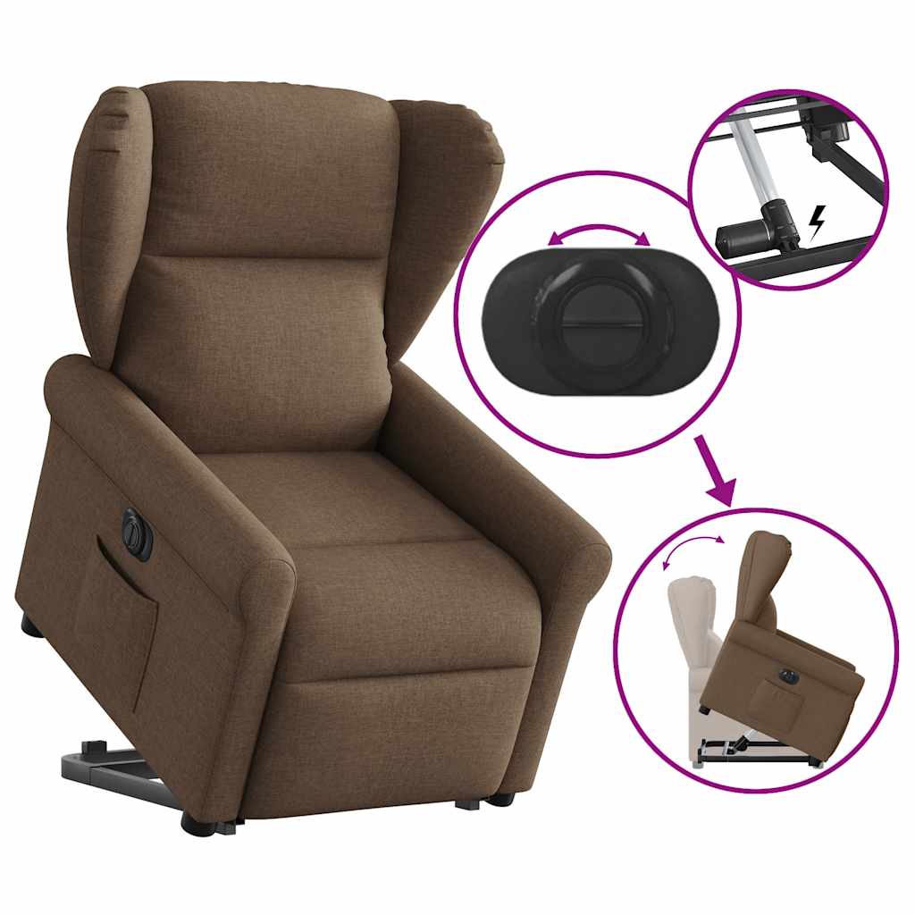 Fauteuil inclinable électrique marron tissu