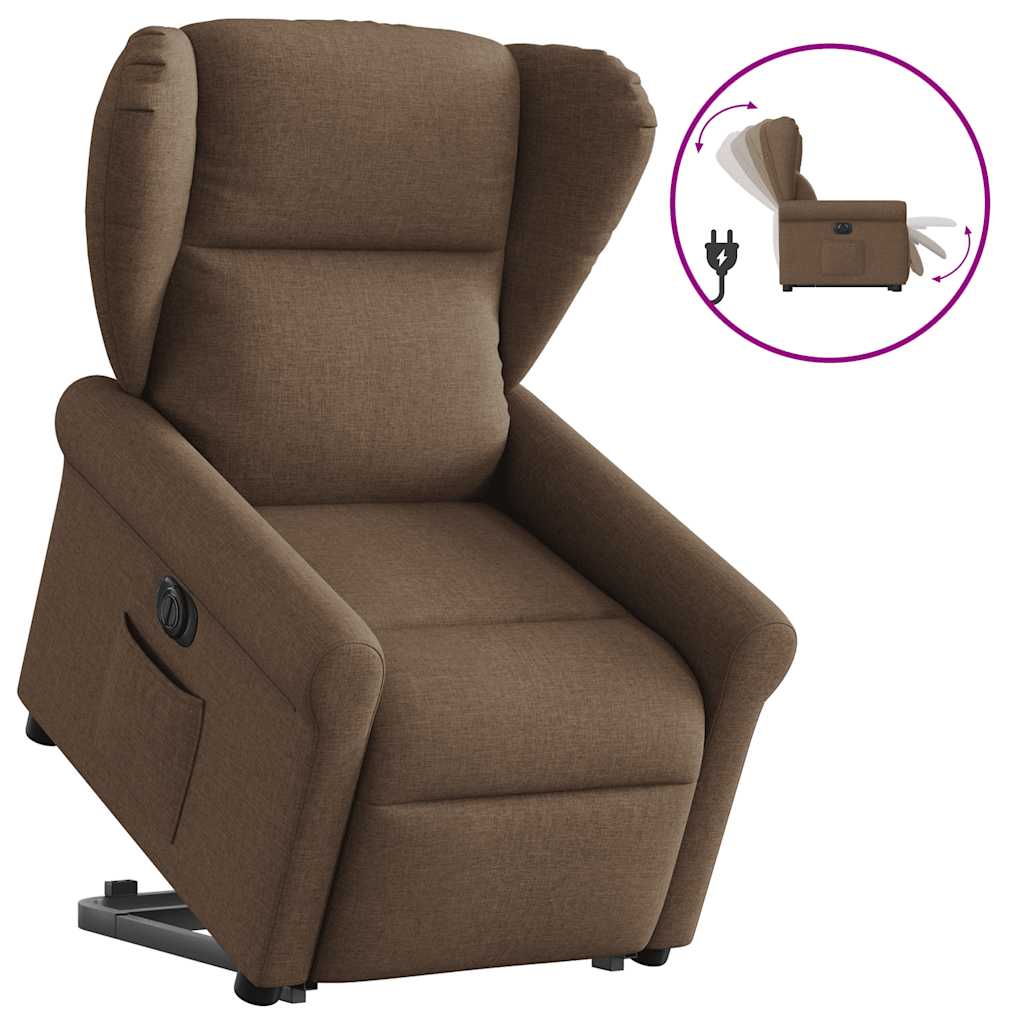 Fauteuil inclinable électrique marron tissu