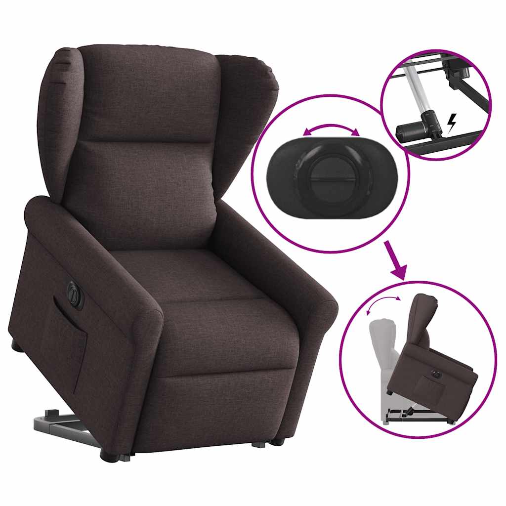 Fauteuil inclinable électrique marron foncé tissu