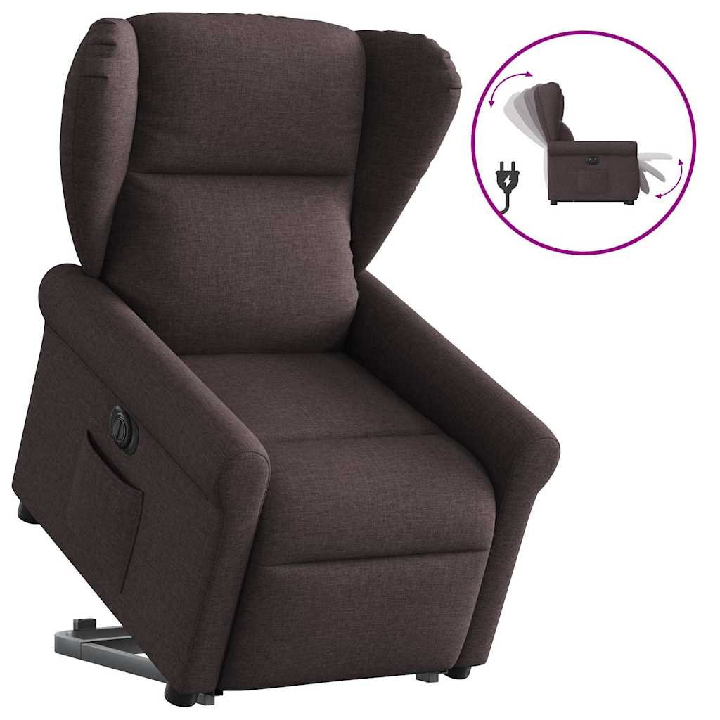 Fauteuil inclinable électrique marron foncé tissu