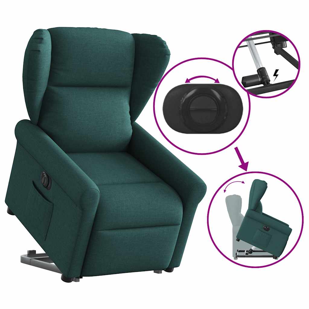 Fauteuil inclinable électrique vert foncé tissu