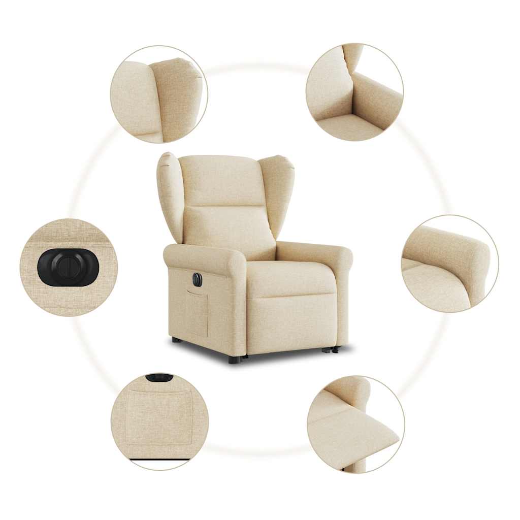 Fauteuil inclinable électrique crème tissu