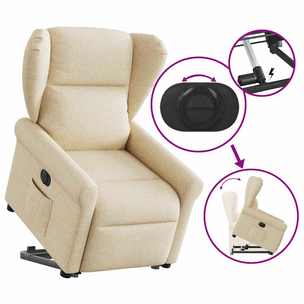 Fauteuil inclinable électrique crème tissu