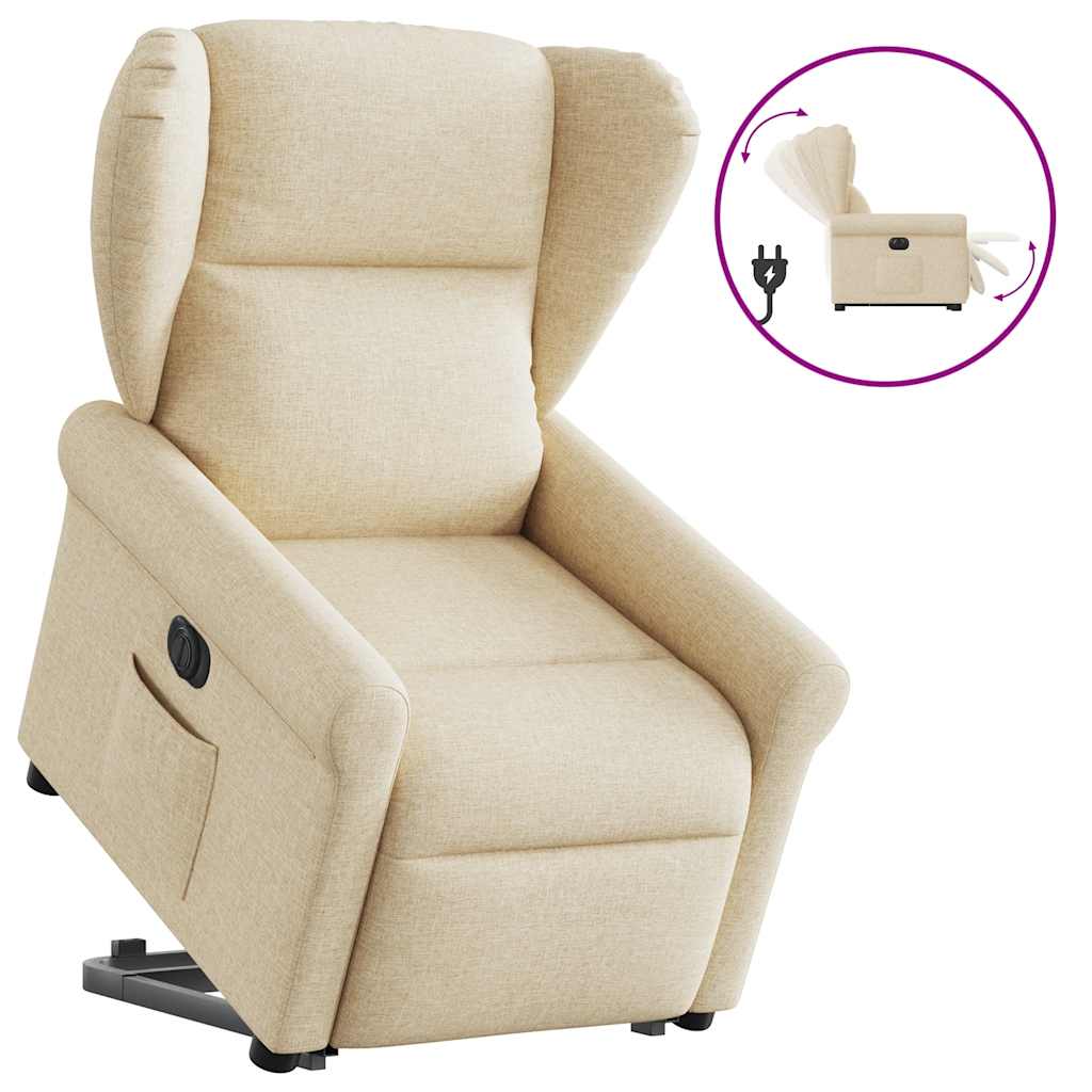 Fauteuil inclinable électrique crème tissu