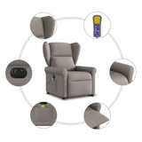 Fauteuil inclinable de massage électrique Taupe Tissu