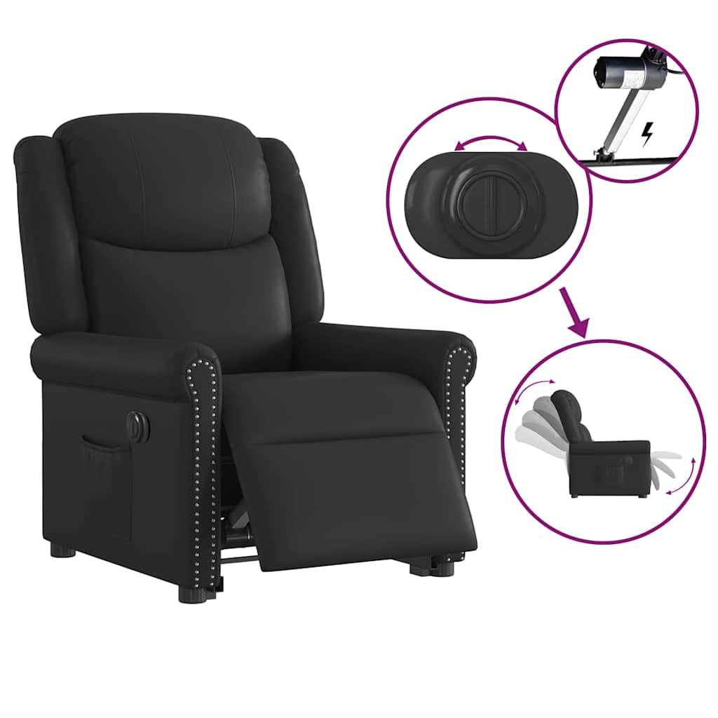 Fauteuil inclinable électrique noir brillant similicuir