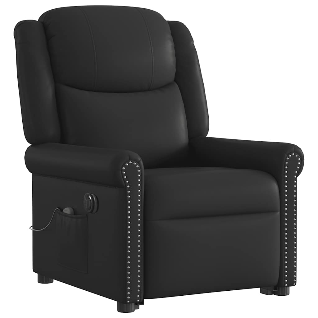 Fauteuil inclinable massage électrique noir brillant similicuir