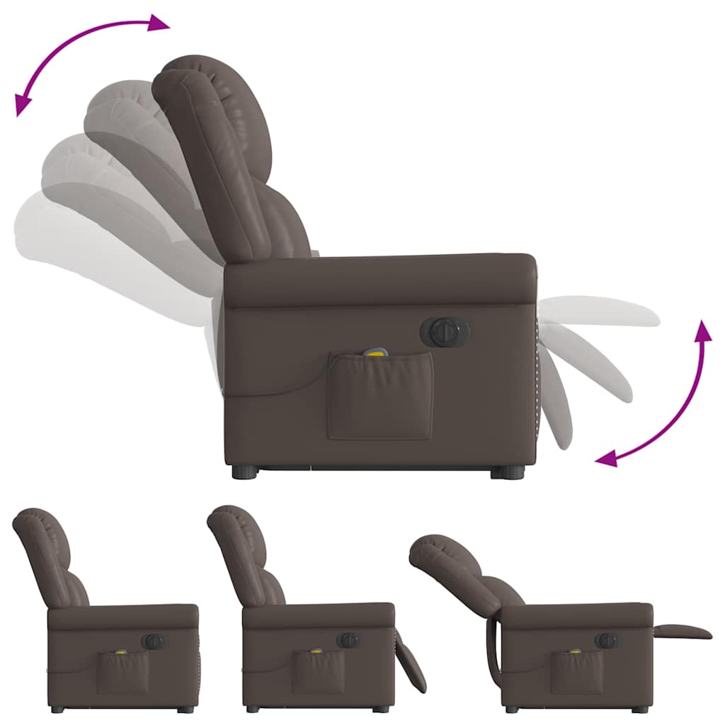 Fauteuil inclinable massage électrique marron brillant