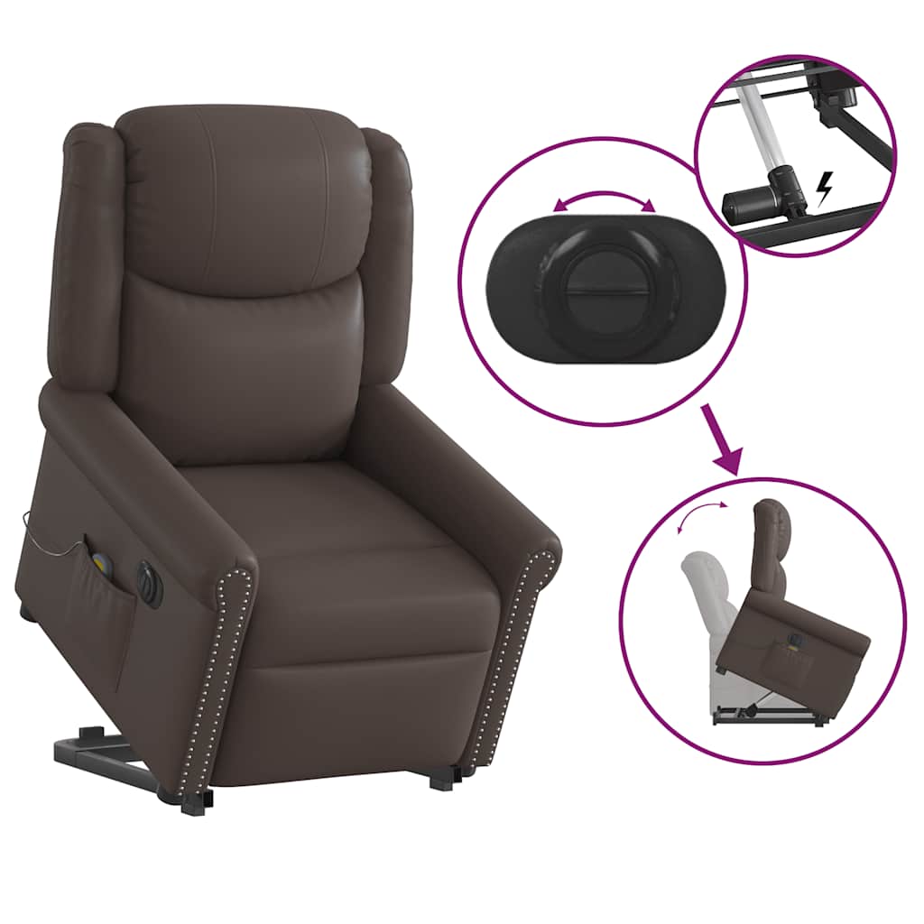 Fauteuil inclinable massage électrique marron brillant