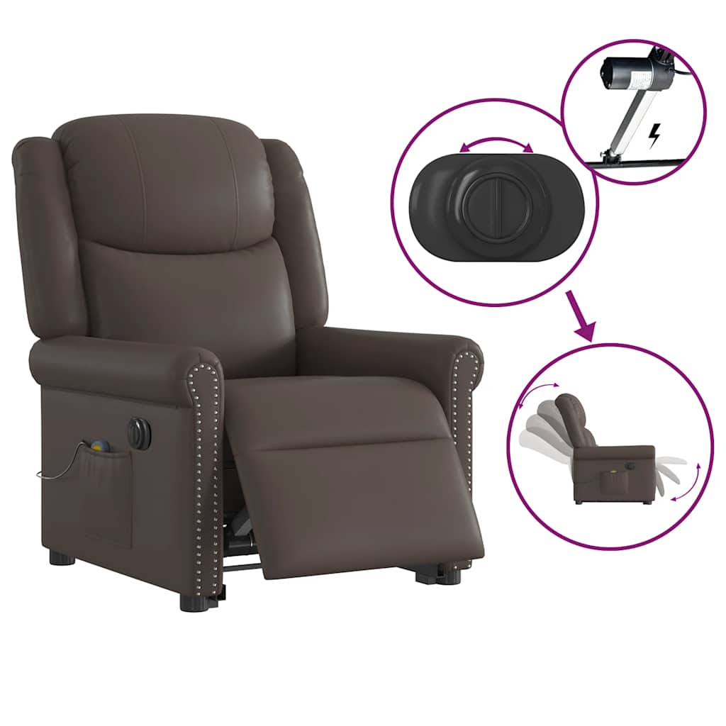 Fauteuil inclinable massage électrique marron brillant