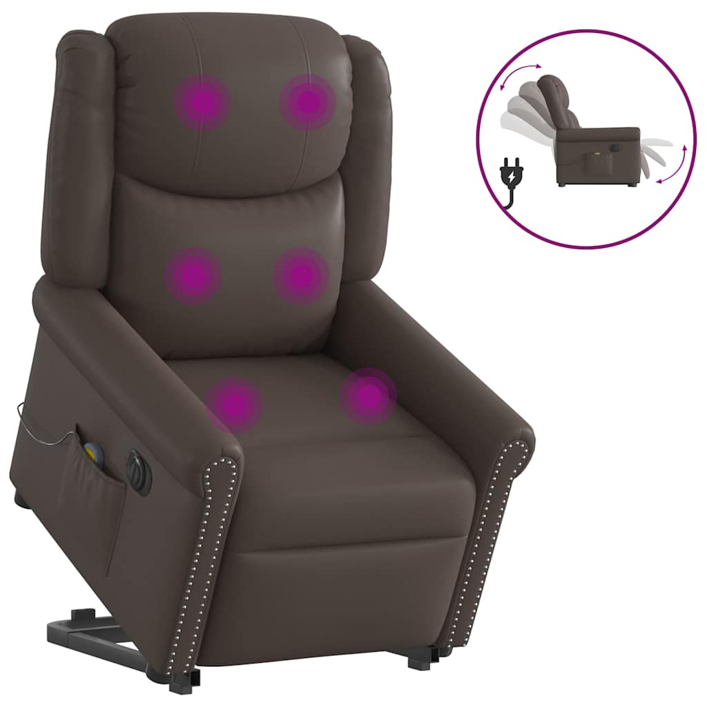 Fauteuil inclinable massage électrique marron brillant