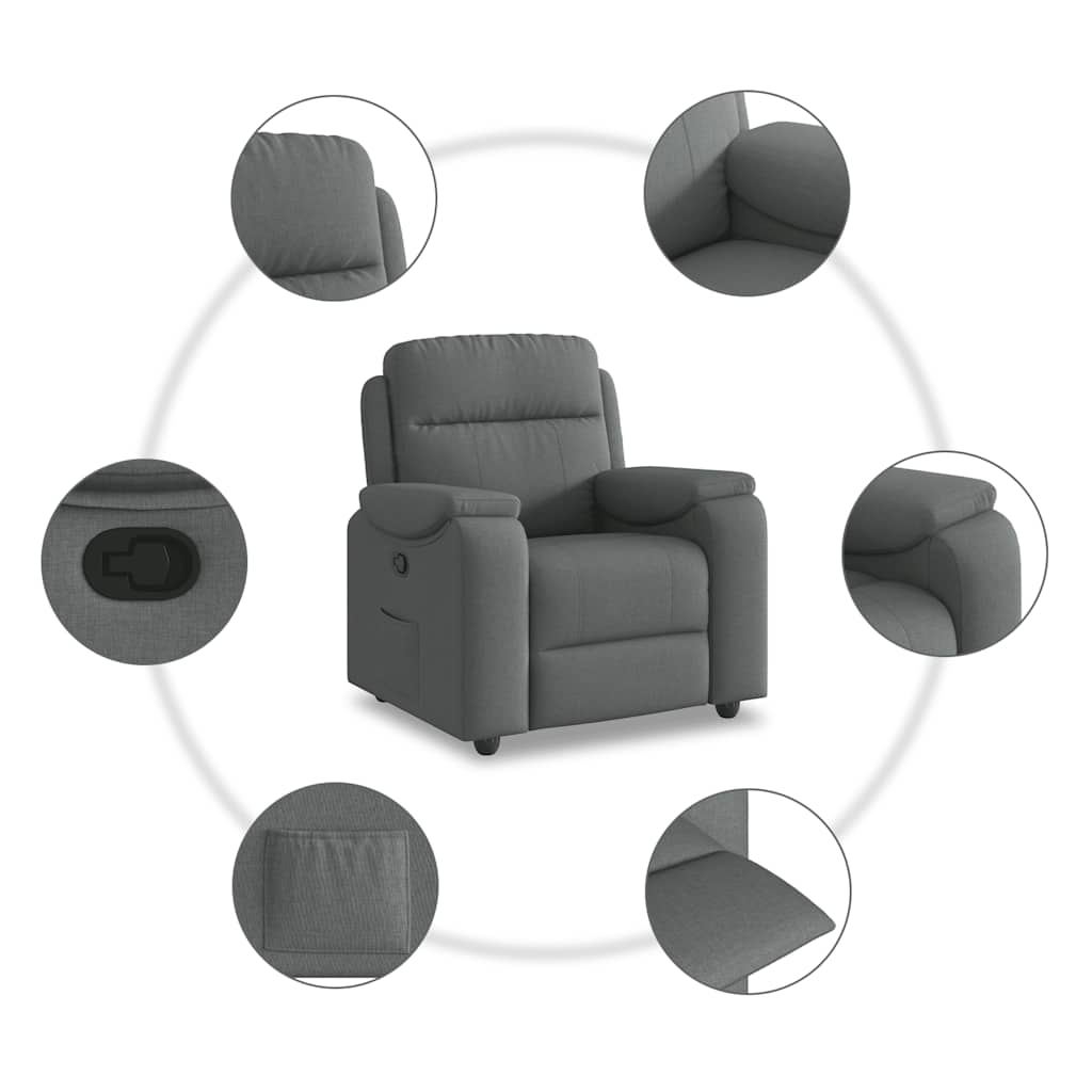 Fauteuil inclinable Gris foncé Tissu