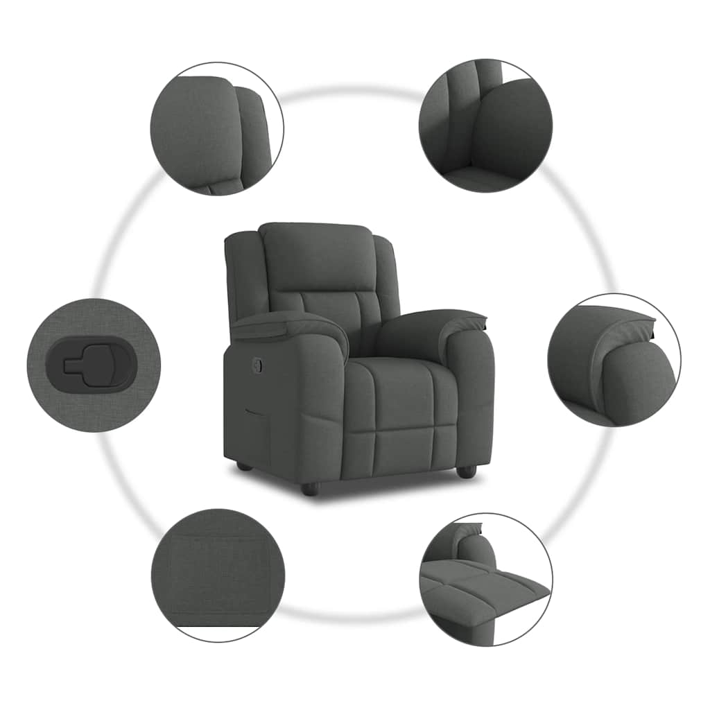 Fauteuil inclinable Gris foncé Tissu