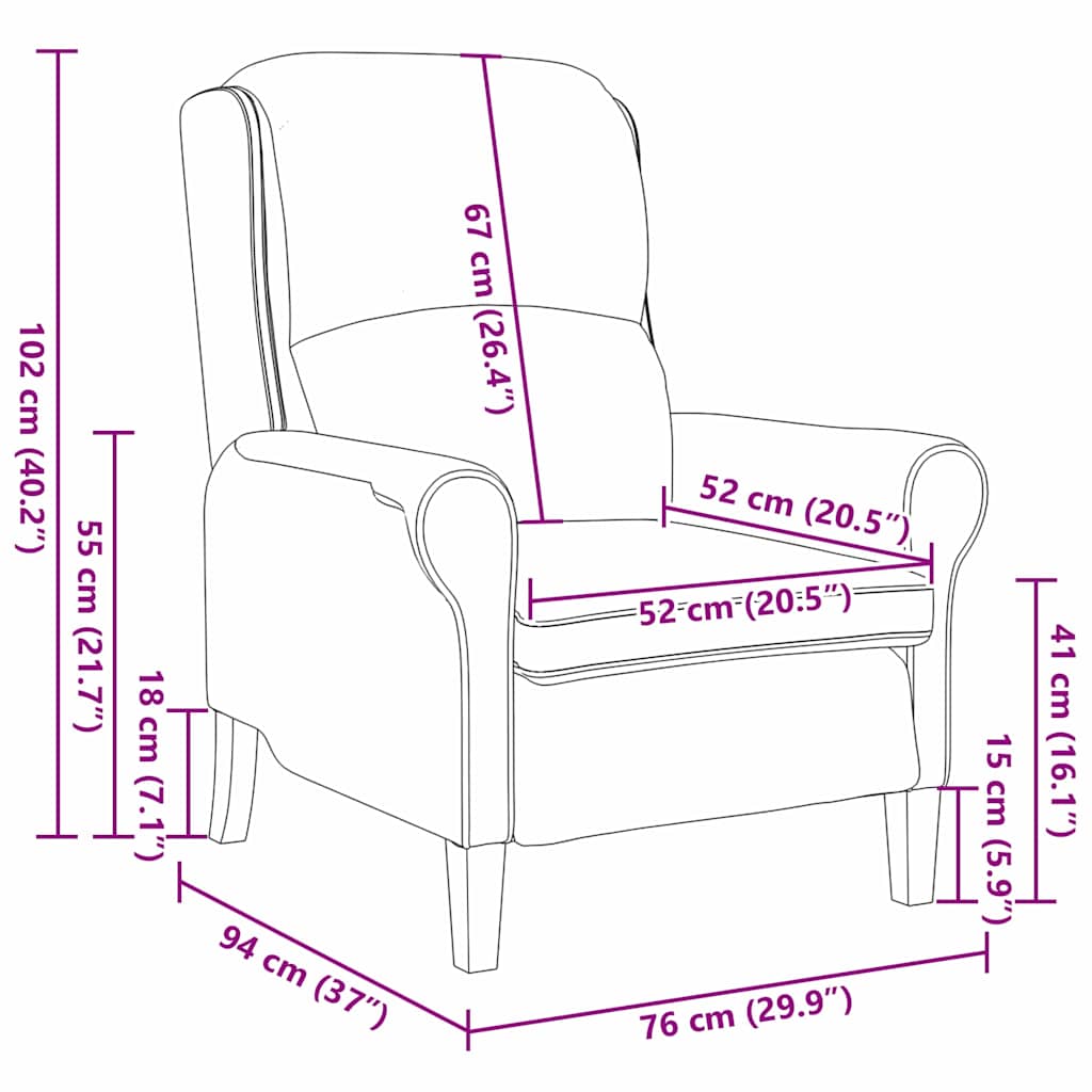 fauteuil Marron 76 x 94 x 102 cm Faux cuir