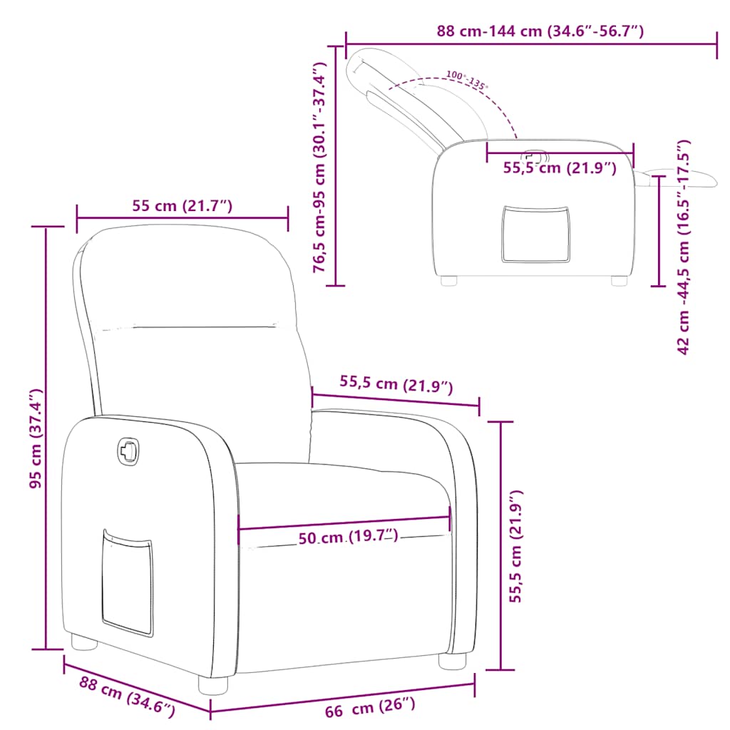 Fauteuil inclinable Marron Tissu
