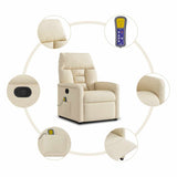 Fauteuil de massage inclinable Crème Tissu