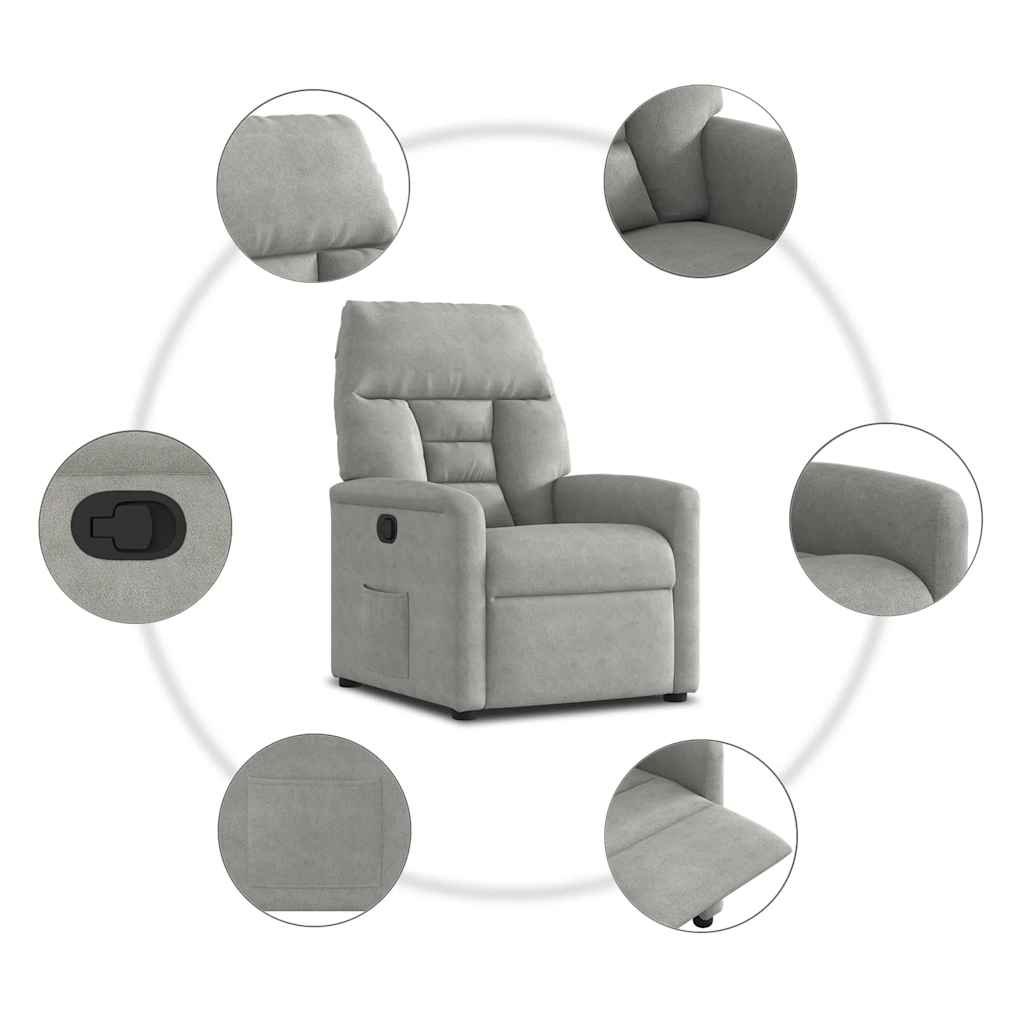 Fauteuil inclinable gris clair tissu microfibre