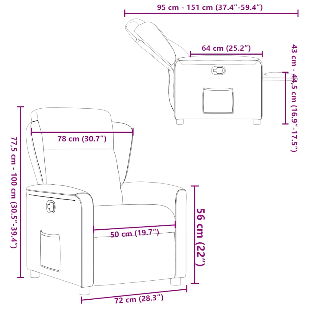 Fauteuil inclinable Marron Tissu