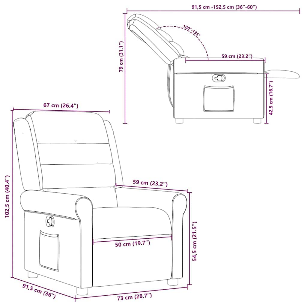 Fauteuil inclinable Marron Tissu