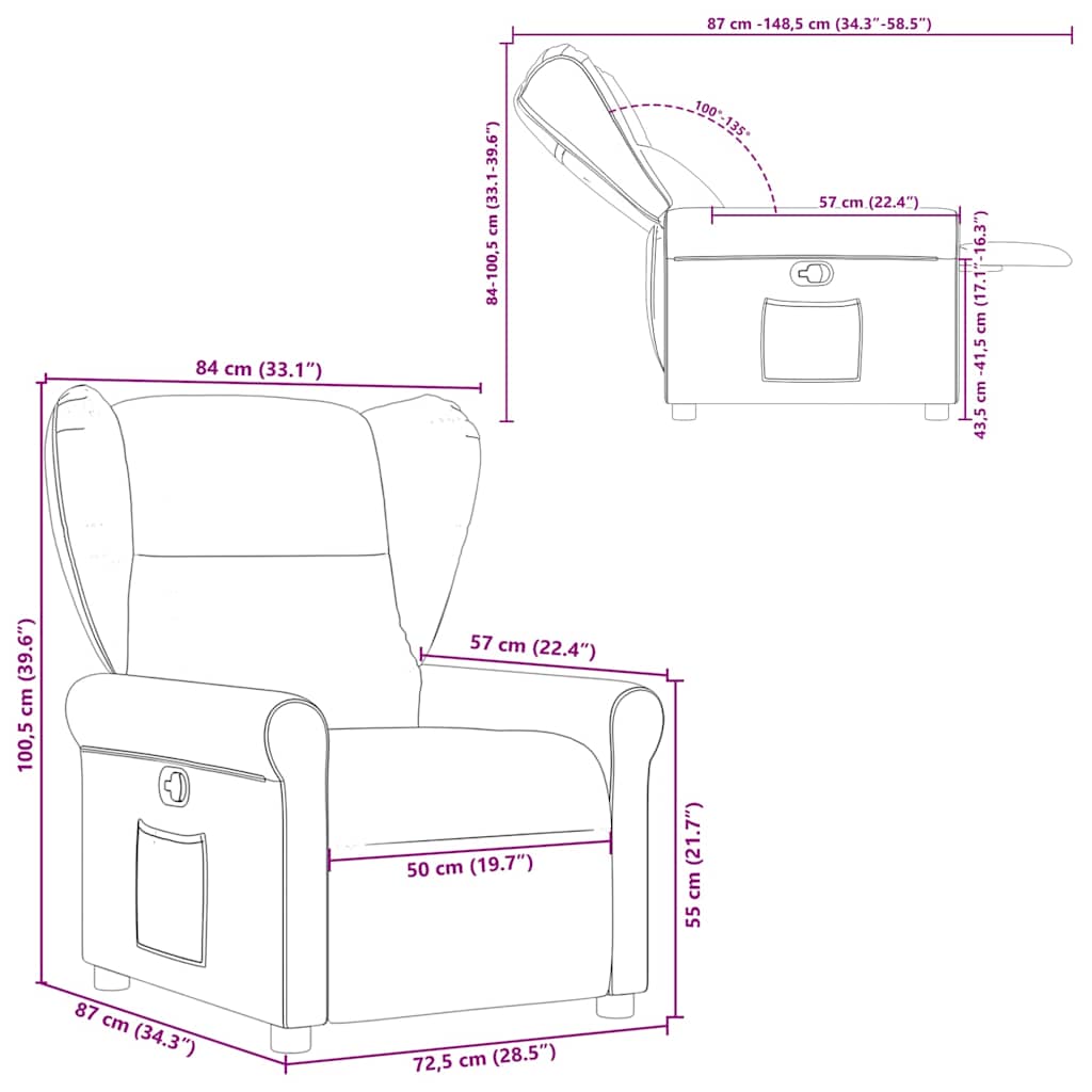 Fauteuil inclinable Marron Tissu