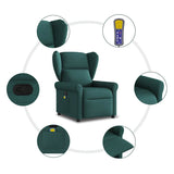 Fauteuil de massage inclinable Vert foncé Tissu