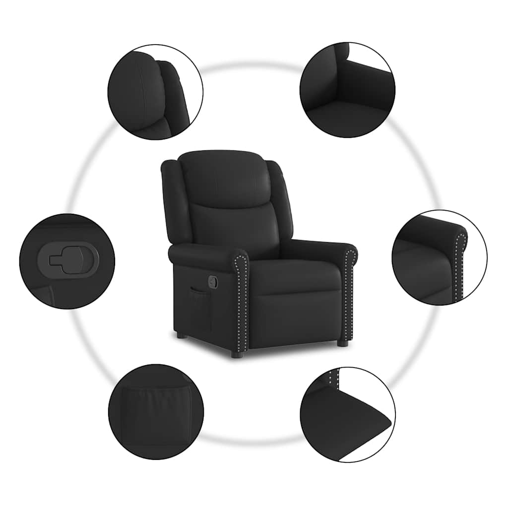 Fauteuil inclinable Noir brillant Similicuir
