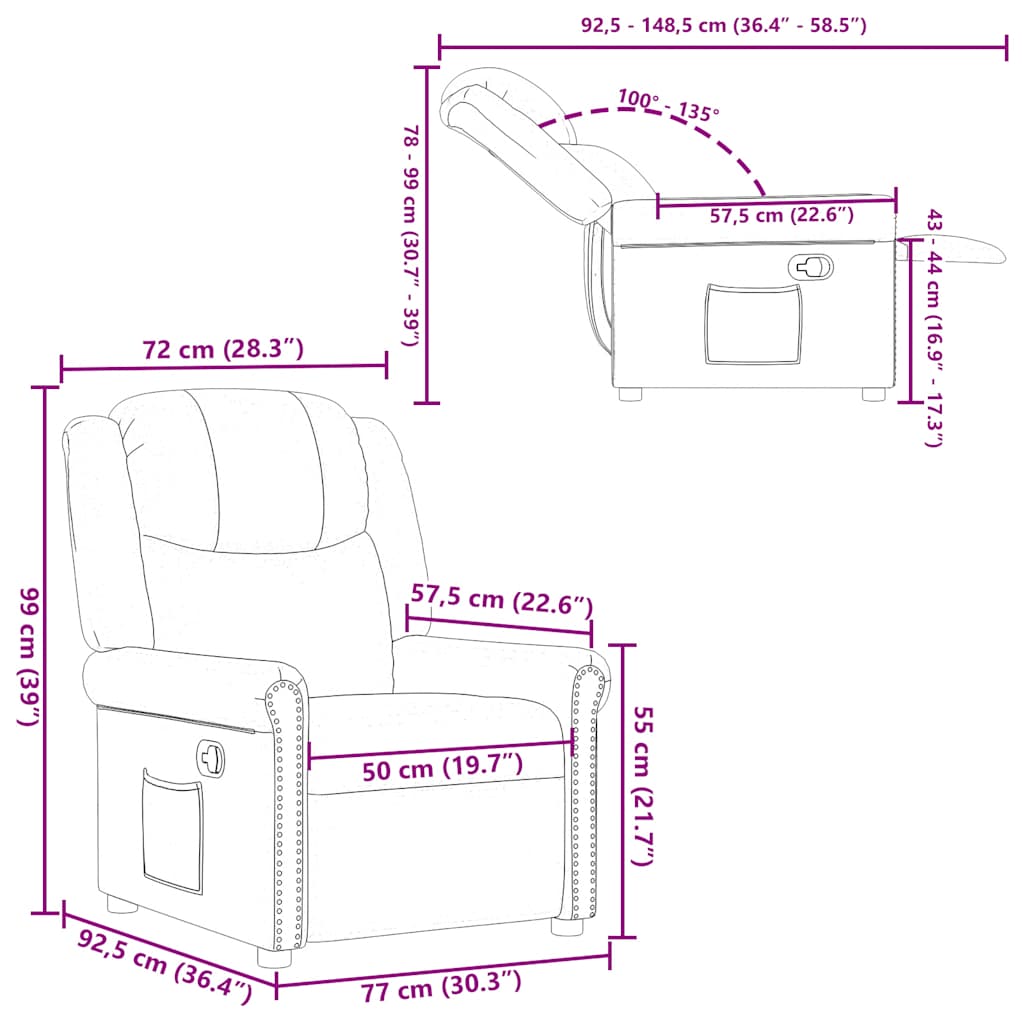 Fauteuil inclinable Noir brillant Similicuir