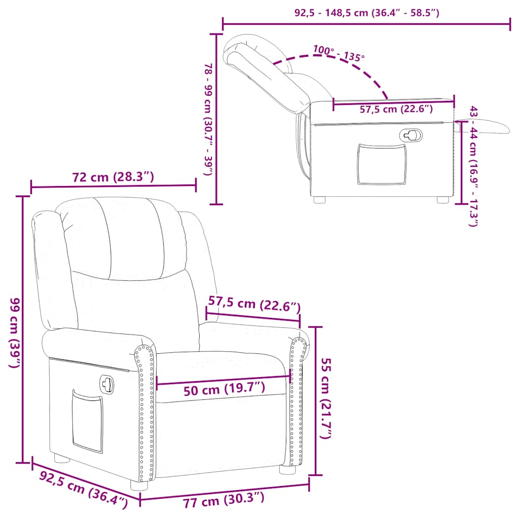 Fauteuil inclinable Marron brillant Similicuir