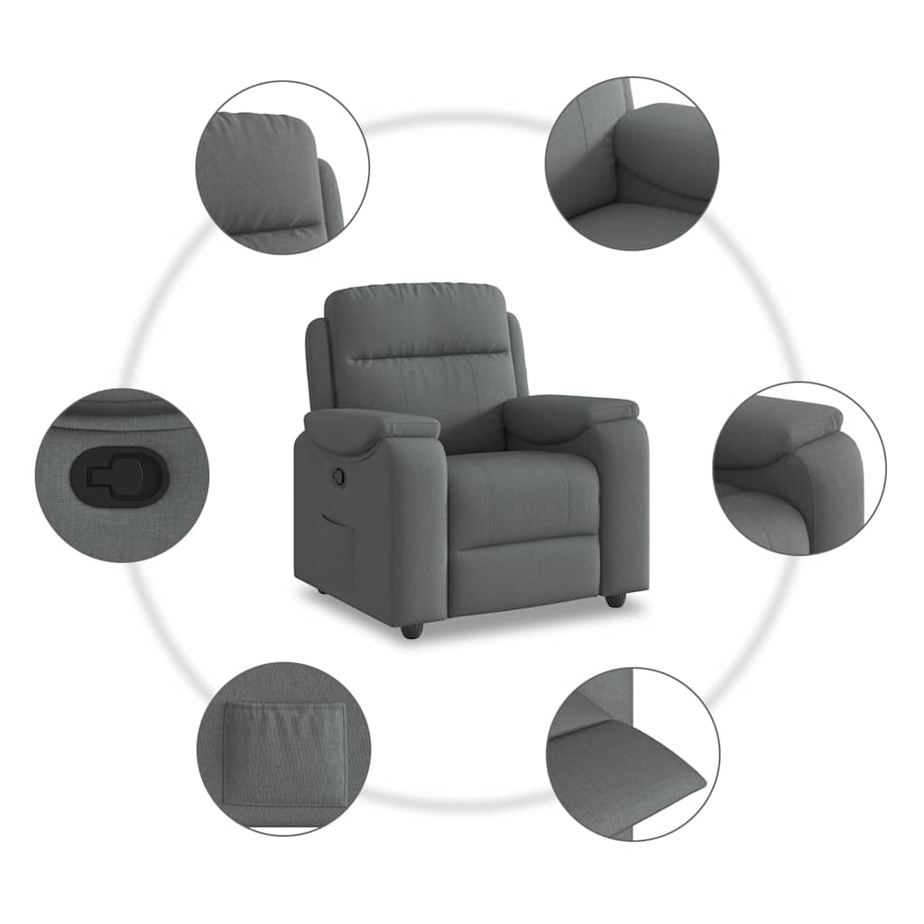 Fauteuil inclinable Gris foncé Tissu